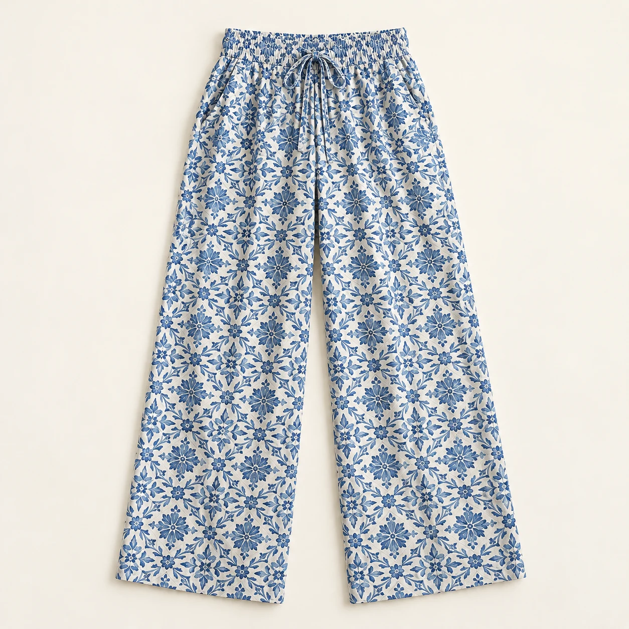 Blue Tile Wide-Leg Pants in blue