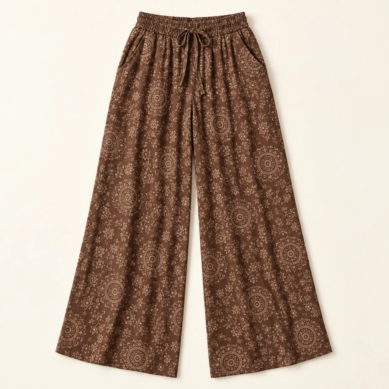 Cocoa Mandala Wide-Leg Pants in brown